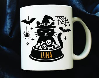 Custom Halloween Pet Mug: Witchy Cat & Dog Ceramic Cup