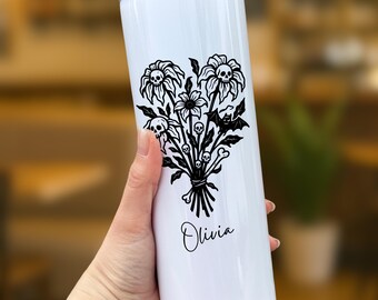 Personalized Halloween Floral Tumbler: Spooky Flower Coffee Cup