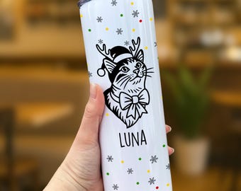 Custom Pet Photo Christmas Tumbler: Personalized Dog Cat Gift