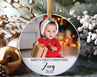 Personalized Baby's First Christmas Photo Ornament, Custom Keepsake