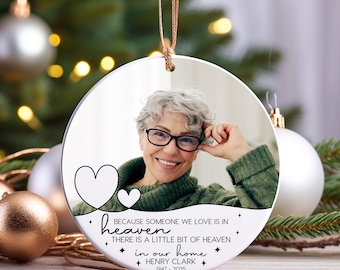 Personalized Memorial Photo Ornament, Remembrance Keepsake, Christmas Tree Decor