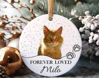 Custom Pet Photo Ornament, Personalized Cat Dog Memorial, Keepsake Gift