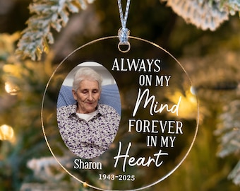 Personalized Memorial Ornament, Custom Photo & Name, Sympathy Gift