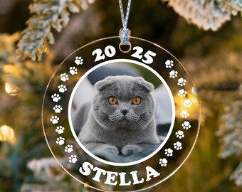 Custom Pet Photo Christmas Ornament, Personalized Keepsake, Pet Memorial Gift