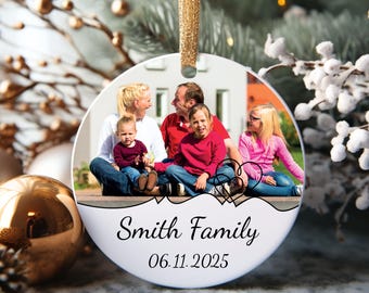 Personalized Family Photo Ornament, Christmas Keepsake, New Home Gift