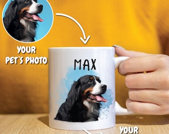 Custom Pet Photo Mug: Personalized Dog Cat Memorial Gift
