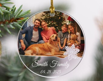 Personalized Family Photo Ornament, Christmas Keepsake, New Home Gift
