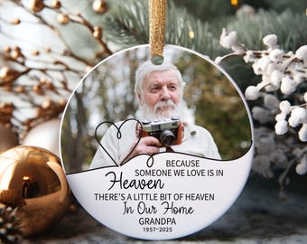 Personalized Photo Memorial Ornament, Custom Name & Years, Remembrance Keepsake