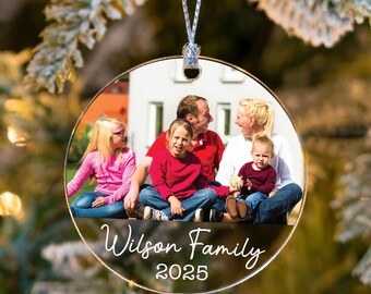 Personalized Family Photo Ornament, Christmas Keepsake, New Home Gift