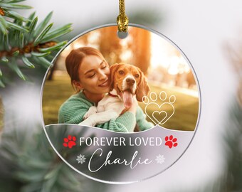 Personalized Pet Photo Ornament, Custom Dog Cat Memorial Keepsake