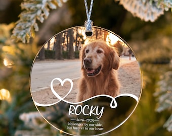 Custom Pet Photo Memorial Ornament, Personalized Dog Cat Gift