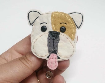 English Bulldog Badge Reel, Bulldog,ID Holder,Dog Badge Reel,Nursing Badge Holder,Badge Reel, Retractable Badge Reel, English Bulldog