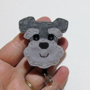 Schnauzer Badge Reel,Schnauzer Badge Card Holder,Schnauzer,Dog, ID Holder,Nursing Name Badge Holder,Badge Reel,Retractable,Made to Order