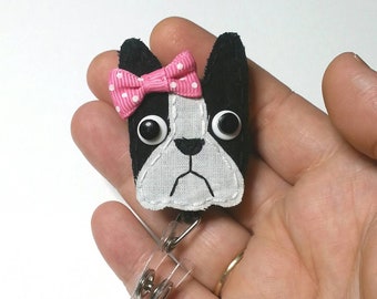 Boston Terrier Badge Reel,Boston Terrier Badge Card Holder,Boston Terrier,Dog,ID Holder,Nursing Name Badge Holder,Badge Reel,Retractable