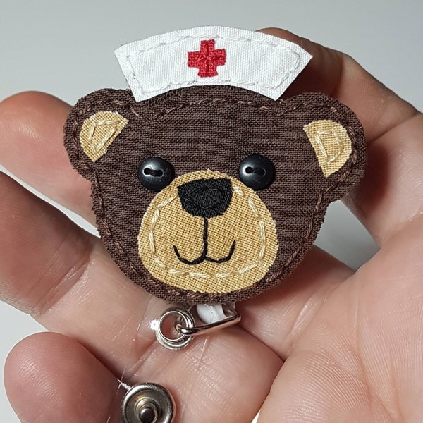 Teddy Bear Badge Reel,Nurse Teddy Bear Badge Reel,Teddy Bear,Nurse,Badge Reel,Nurse Bear, Bear,Brown Bear,Retractable Badge Reel,ID Badge