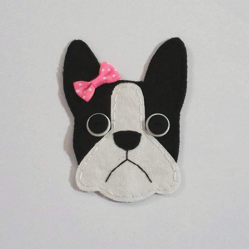 Boston Terrier Applique,Boston Terrier Patch,Hand stitched gift, Boston Terrier, Boston Terrier gifts,Dog lover, Embellishment, Dogs, Patch BOW