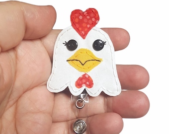 Chicken, chicken badge reel, hen badge reel, hen, ID Holder, Badge Reel,Nursing Badge Holder