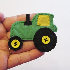 Handmade Green Tractor Applique, Farm Scrapbook Embellishment