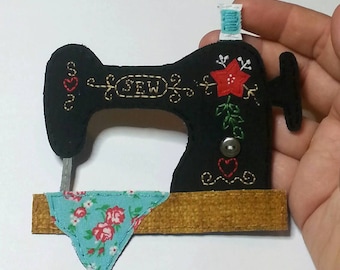 Vintage Featherweight Sewing Machine Applique, Junk Journal Patch