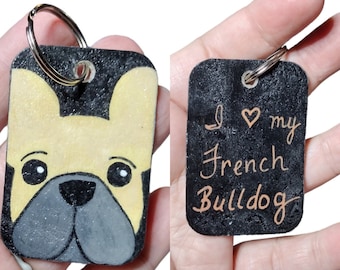 Custom Dog Keyring keychain hand painted handmade gift art badge reel art