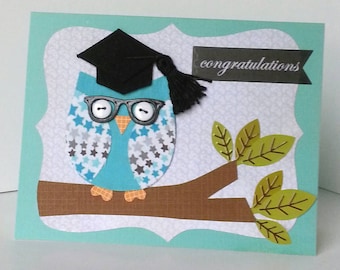Handmade Owl Graduation Card, Congratulations Graduate