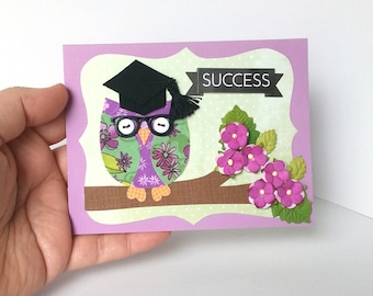 Handmade Owl Graduation Card, Congrats Graduate