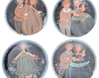 Vintage Hans Schneider Steffisburg Switzerland Set of 6 Folk Art