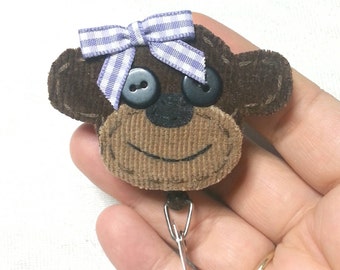 Handmade Monkey Badge Reel, ID Holder