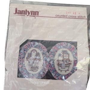 Janlynn Powder Room Pair Counted Cross Stitch Kit Design by Joan Elliot4&quot;x5.5&quot; each - 2 pieces New in package