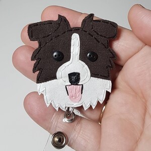 Border Collie,Australian Shepherd,Cattle dog,Dog, Badge Reel,Badge Card Holder,ID Holder,Nursing Badge Holder,Border Collie badge ID Holder Chocolate Brown