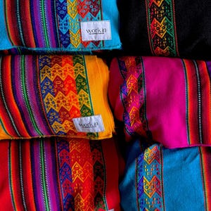 Summer SALE - 30% OFF Andean Blanket | Peruvian Textile Throw | Multicolor Yoga Blanket | Tablecloth | Vibrant Andean Design | Made in Peru