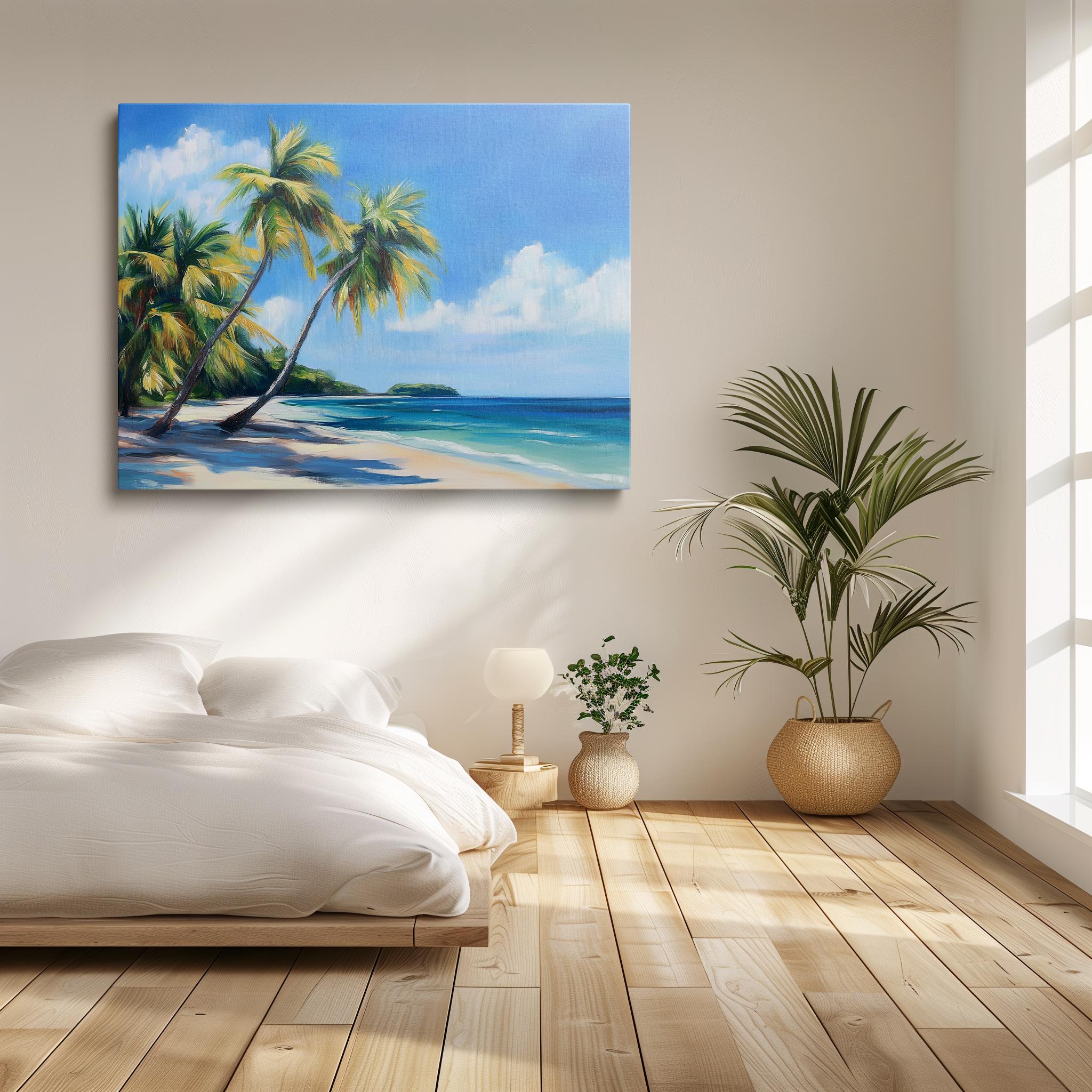 Tropical Beach Canvas Print - Palm Tree Seascape Wall Art, Coastal ...