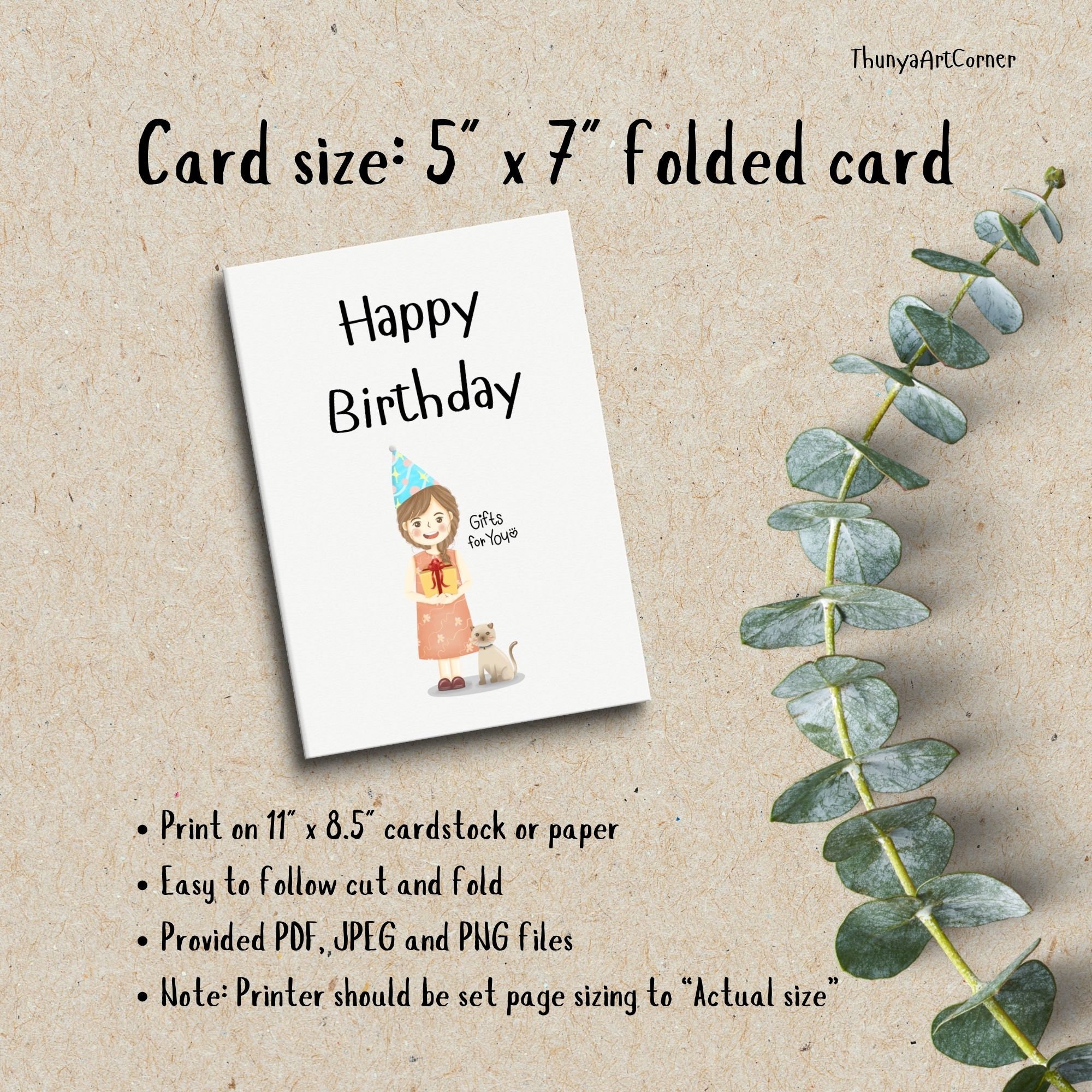 Printable Happy Birthday Cards, Free PNG Sticker File, Printable Cards ...