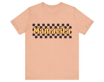 T-shirt graphique à carreaux Mamacita-T-shirt unisexe à manches courtes en jersey
