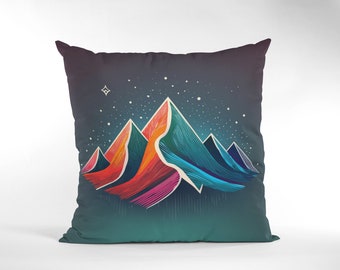 Mountain Majesty: Minimalist Abstract Mountain Throw Pillow, Unique Home Decor, Throw Pillow, Accent Pillow, Nature Inspired, Pillow