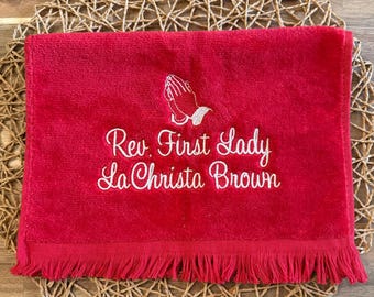 Personalized Minister Hand Towel – Embroidered Church Fingertip Towel – Clergy Appreciation Gift