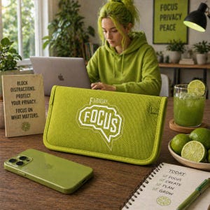 Faraday Focus Signal Blocking Pouch – RFID, 5G, WiFi GPS-blockerare (9,5” x 5”)