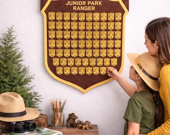 National Park Junior Ranger Badge Display | Canvas Wall Banner (60+ Badge Capacity)(Vet Designed)
