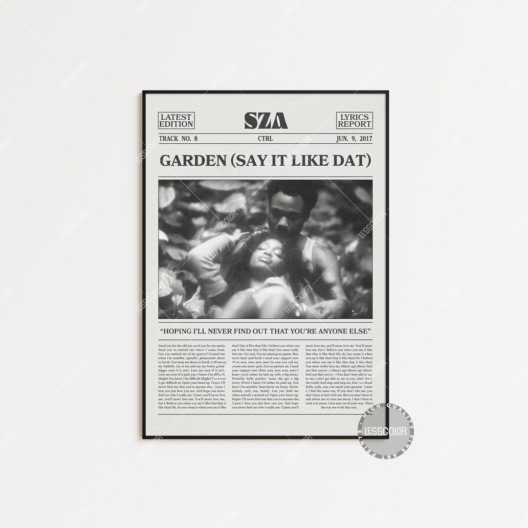 Dat Poster SZA Poster Garden say It Like Dat Poster, CTRL Poster, SZA, Album Cover ...