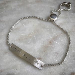 Personalized Adjustable bar bracelet