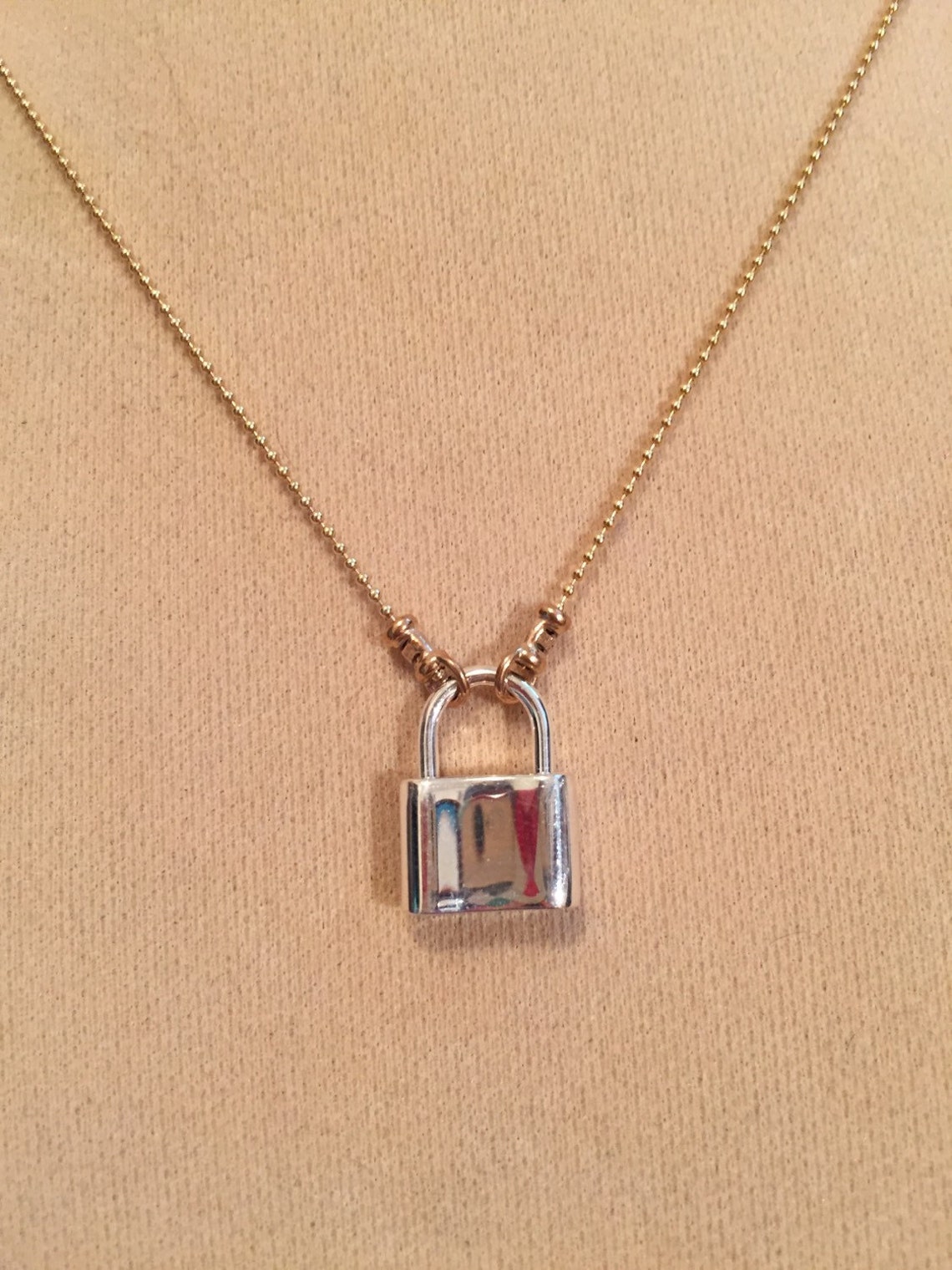 Padlock Necklace on Gold Chain Etsy