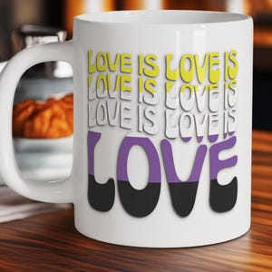 Love Is Love Nonbinary Pride Flag Mug, LGBTQ Coffee Cup, LGBTQ Gifts, Rainbow Pride Mug, LGBTQ Pride Mug, Gift,  Gift for Her