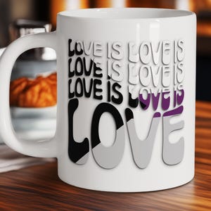 Love Is Love Demisexual Pride Flag Mug, LGBTQ Coffee Cup, LGBTQ Gifts, Rainbow Pride Mug, LGBTQ Pride Mug, Gift,  Gift for Her