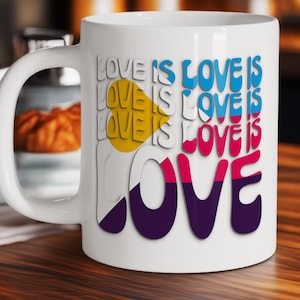 Love Is Love Polyamory Pride Flag Mug, LGBTQ Coffee Cup, LGBTQ Gifts, Rainbow Pride Mug, LGBTQ Pride Mug, Gift,  Gift for Her
