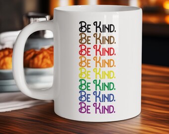 Be Kind. Philly Pride Flag Mug, LGBTQ Coffee Cup, LGBTQ Gifts, Rainbow Pride Mug, LGBTQ Pride Mug, Ceramic Mug, Coffee Cup, Gift, Mug