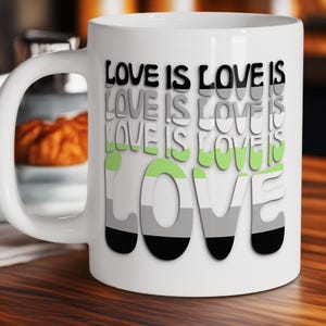 Love Is Love Agender Pride Flag Mug, LGBTQ Coffee Cup, LGBTQ Gifts, Rainbow Pride Mug, LGBTQ Pride Mug, Gift,  Gift for Her