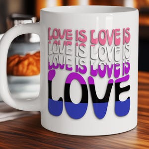 Love Is Love Genderfluid Pride Flag Mug, LGBTQ Coffee Cup, LGBTQ Gifts, Rainbow Pride Mug, LGBTQ Pride Mug, Gift,  Gift for Her
