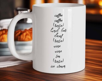 Mug Schedule, Funny Coffee Mug, Coffee & Tea Cup, Gift for Coworker, Humorous Mug, Office Humor, Wine Drinking, Christmas