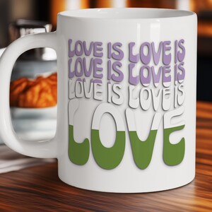 Love Is Love Genderqueer Pride Flag Mug, LGBTQ Coffee Cup, LGBTQ Gifts, Rainbow Pride Mug, LGBTQ Pride Mug, Gift,  Gift for Her