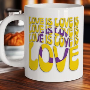 Love Is Love Intersex Pride Flag Mug, LGBTQ Coffee Cup, LGBTQ Gifts, Rainbow Pride Mug, LGBTQ Pride Mug, Gift,  Gift for Her